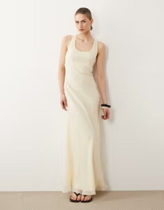 �G�C�\�X ���f�B�[�X �g�b�v�X �����s�[�X �R���g���X�g �}�L�V ASOS DESIGN scoop neck maxi slip dress with contrastrim in pale yellow Pale yellow �C�G���[