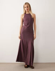 �G�C�\�X ���f�B�[�X �g�b�v�X �����s�[�X ���l�� ASOS DESIGN linen blend racer neck midaxi sundress with godets in plum �v����