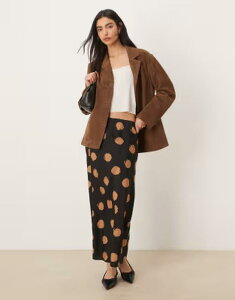 �E�F���Y�f�[�K�[�� ���f�B�[�X �{�g���X�J�[�g �h�b�g Wednesday's Girl bias cut midaxi skirt polka dots BROWN �u���E��