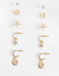 �A�N�Z�T���C�Y ���f�B�[�X �A�N�Z�T���[ �s�A�X�E�C�������O Accessorize Simone 10-pack starfish earrings GOLD �S�[���h