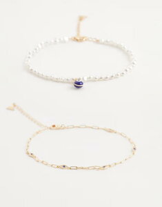 �A���h ���f�B�[�X �A�N�Z�T���[ �����O �A���N�� ALDO nanedennon layered evil eye anklet in faux pearlIGHT BLUE �u���[