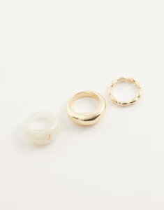 �A���h ���f�B�[�X �A�N�Z�T���[ �����O ALDO clearglo molten layered rings in clear and gold tone WHITE �z���C�g
