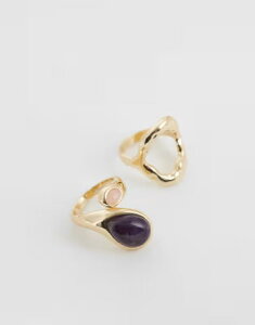 ���N���C�� ���B���e�[�W ���f�B�[�X �A�N�Z�T���[ �����O Reclaimed Vintage wraparound ring in semi precioustone multi pack Gold �S�[���h