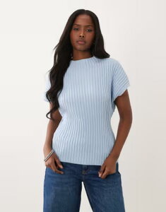 �G�C�\�X ���f�B�[�X �g�b�v�X T�V���c �v���[�c �j�b�g ASOS DESIGN knit cinched pleated top blue �u���[