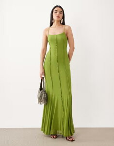 �G�C�\�X ���f�B�[�X �g�b�v�X �����s�[�X ���b�V�� �}�L�V ASOS DESIGN mesh cami seam detail maxi dress Green �O���[��