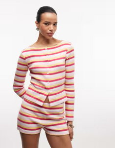 ���N���C�� ���B���e�[�W ���f�B�[�X �g�b�v�X �V���c Reclaimed Vintage long sleeve button up top in multi stripe - part of a set Multi �}���`�J���[