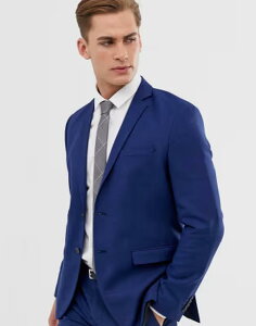�W���b�N �A���h �W���[���Y �����Y �A�E�^�[ �W���P�b�g�E�u���]�� �X�����t�B�b�g Jack & Jones Premium slim fit stretch suit jacket Medieval blue �u���[
