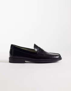 �W���b�N �A���h �W���[���Y �����Y �V���[�Y �X���b�|���E���[�t�@�[ ���U�[ Jack & Jones leather penny loafers Black �u���b�N