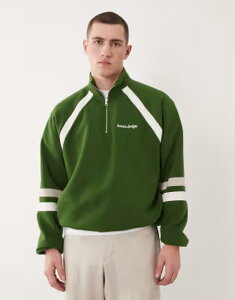 �G�C�\�X �����Y �A�E�^�[ �p�[�J�[�E�X�E�F�b�g �n�[�t�W�b�v �V���c ASOS DESIGN relaxed half zip sweatshirt with cut & sew details Garden green �O���[��