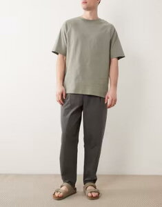 �G�C�\�X �����Y �{�g���X �J�W���A���p���c �i�C���� ASOS DESIGN oversized tapered pants with pleat inylon - part of a set Gray �O���[