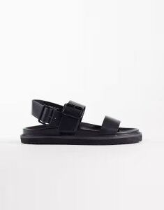 �G�C�\�X �����Y �V���[�Y �T���_�� ASOS DESIGN three strap sandals with buckles Black �u���b�N