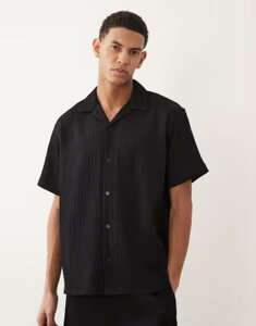 �W���b�N �A���h �W���[���Y �����Y �g�b�v�X �V���c Jack & Jones plisshirt - part of a set Black �u���b�N