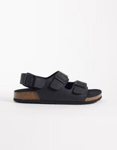 �G�C�\�X �����Y �V���[�Y �T���_�� ASOS DESIGN three strap sandals with buckles Black �u���b�N