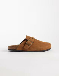 �G�C�\�X �����Y �V���[�Y �T���_�� �X�G�[�h ASOS DESIGN mule sandals with cork soles in tan bonded suede TAN �^��