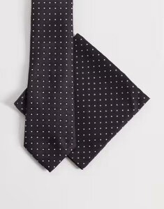 �G�C�\�X �����Y �A�N�Z�T���[ �l�N�^�C �h�b�g�� �h�b�g ASOS DESIGN polka dot necktie and pocket square BROWN �u���E��
