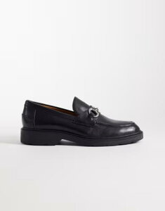 �W���b�N �A���h �W���[���Y �����Y �V���[�Y �X���b�|���E���[�t�@�[ ���U�[ Jack & Jones leather loafers with metal detail Black �u���b�N