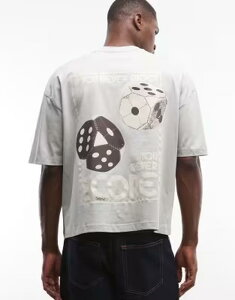 �G�C�\�X �����Y �g�b�v�X T�V���c �O���t�B�b�N ASOS DESIGN boxy oversized T-shirt with dice graphic Belgian block �O���[