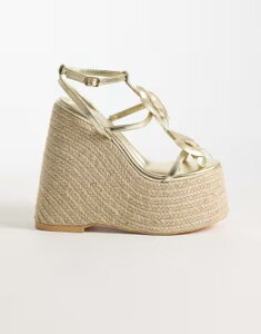 �A�U���A ���� ���f�B�[�X �V���[�Y �T���_�� �q�[�� Azalea Wang Barossa espadrille wedge heel sandals GOLD �S�[���h