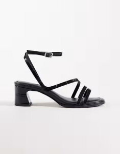 �G�C�\�X ���f�B�[�X �V���[�Y �T���_�� �q�[�� ASOS DESIGN Wide Fit Honeybee mid block heeled sandals Black �u���b�N