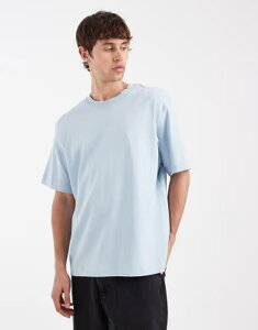 �W���b�N �A���h �W���[���Y �����Y �g�b�v�X T�V���c Jack & Jones 200gsm heavyweight oversized t-shirt in light Celestial Blue �u���[