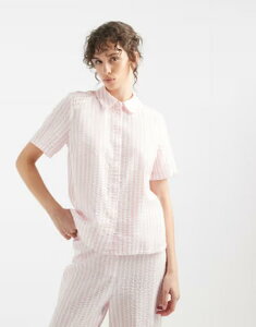 �s�[�V�[�Y ���f�B�[�X �g�b�v�X �V���c PIECEShort sleeve shirt in roseate pink and white - part of a set Roseate spoonbill �z���C�g