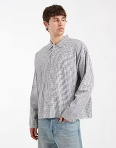 �W���b�N �A���h �W���[���Y �����Y �g�b�v�X �V���c Jack & Jones oversized boxy shirt with gray plaid Odyssey gray �O���[