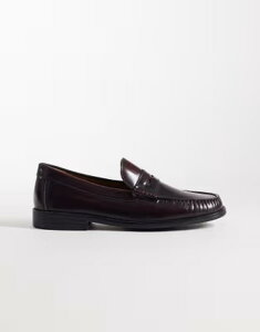 �W���b�N �A���h �W���[���Y �����Y �V���[�Y �X���b�|���E���[�t�@�[ ���U�[ Jack & Jones leather penny loafers Oxblood red ���b�h