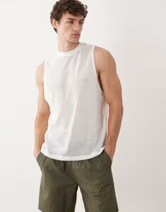�G�C�\�X �����Y �g�b�v�X �x�X�g ���M�����[�t�B�b�g �j�b�g ASOS DESIGN regular fit boxy tank open knitexture WHITE �z���C�g