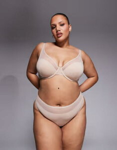 �G�C�\�X ���f�B�[�X �A���_�[�E�F�A �u���[�t�p���c �n�C�E�G�X�g ���b�V�� ASOS Curve ASOS DESIGN Curvella microfiber high leg high waisthong with mesh detailing BEIGE �x�[�W��