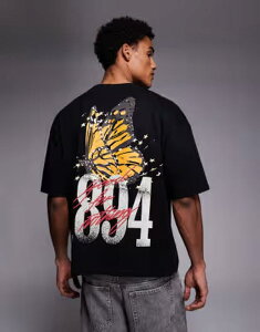 �O�b�h�t�H�[�i�b�V���O �����Y �g�b�v�X T�V���c �v�����g Good For Nothing oversized t-shirt with butterfly print Black �u���b�N