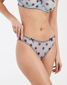 �G�C�\�X ���f�B�[�X �A���_�[�E�F�A �u���[�t�p���c �h�b�g�� �h�b�g ���b�V�� �V�A�[ ASOS DESIGN Astrid sheer mesh polka dot Brazilian & chocolate Blue/Chocolate Dot �u���[