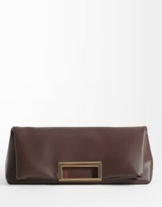 �G�C�\�X ���f�B�[�X �o�b�O ASOS DESIGN oversized metal handle clutch in chocolate �`���R���[�g