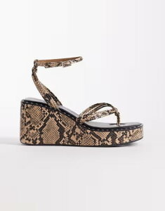 �G�C�\�X ���f�B�[�X �V���[�Y �T���_�� ASOS DESIGN Thalia barely there toe thong wedges in snake