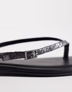 �G�C�\�X ���f�B�[�X �V���[�Y �T���_�� ASOS DESIGN Fitz skinny strap flip flopsnake GRAY SNAKE �O���[