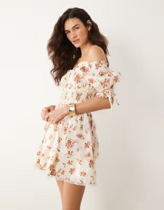 �~�X�Z���t�t���b�W ���f�B�[�X �g�b�v�X �����s�[�X �t�����[�� �~�j �t�����[ Misselfridge corset mini dress in peach floral Peach Floral �s�[�`