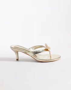 �p�u���b�N�f�U�C�A ���f�B�[�X �V���[�Y �T���_�� �q�[�� Public Desire toe thong kitten heel sandals with butterfly GOLD �S�[���h