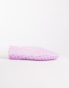 �G�C�\�X ���f�B�[�X �V���[�Y �p���v�X ASOS DESIGN Luminous jelly caged ballet flats in lilac ���C���b�N