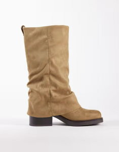 �G�C�\�X ���f�B�[�X �V���[�Y �u�[�c�E���C���u�[�c ASOS DESIGN Carrie fold over slouch boots in sand �T���h