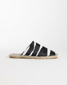 �G�C�\�X ���f�B�[�X �V���[�Y �T���_�� �v�����g ���U�[ ASOS DESIGN Jolinespadrille mule sandal in hair on realeather with zebra print Zebra print �A�j�}��