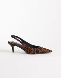 �G�C�\�X ���f�B�[�X �V���[�Y �q�[�� �X�G�[�h ASOS DESIGN Shade slingbackitten heels in leopard suedette LEOPARD �A�j�}��