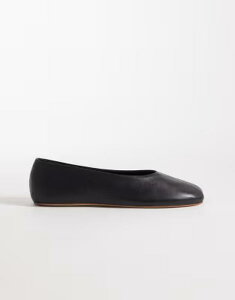 �}���S ���f�B�[�X �V���[�Y �p���v�X ���U�[ Mango 100% leather ballet pumps Black �u���b�N