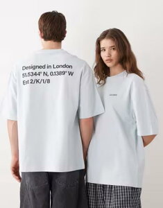 �R���[�W���� ���f�B�[�X �g�b�v�X T�V���c �O���t�B�b�N COLLUSION Unisex oversized T-shirt with back graphic BLUE �u���[