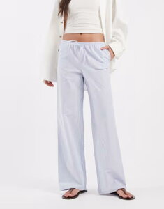 �G�C�\�X ���f�B�[�X �{�g���X �J�W���A���p���c ���C�h���b�O ASOS DESIGN wide leg pull on pantstripe Blue Stripe �u���[