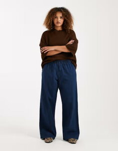 �G�C�\�X ���f�B�[�X �{�g���X �f�j���p���c ���C�h���b�O ASOS Curve ASOS DESIGN Curve boxer waist wide leg denim pants indigo INDIGO �C���f�B�S