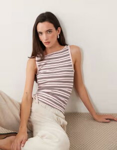 �~�X�Z���t�t���b�W ���f�B�[�X �g�b�v�X �^���N�g�b�v Misselfridge striped tank top with picotrim STRIPE �X�g���C�v