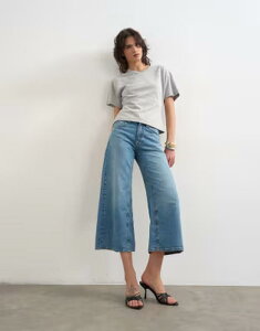 �g�b�v�V���b�v ���f�B�[�X �{�g���X �f�j���p���c �W�[���Y Topshop light weight wide crop jeans in bleach MID BLUE �u���[