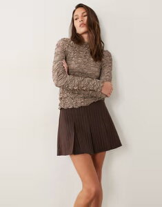 �G�C�\�X ���f�B�[�X �{�g���X�J�[�g �~�j ASOS DESIGN box pleatailored mini skirt stripe Brown Stripe �u���E��