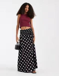 �G�C�\�X ���f�B�[�X �{�g���X�J�[�g �h�b�g �}�L�V ASOS DESIGN shirred waist maxi skirt polka dots - part of a set Black Polka Dot �u���b�N