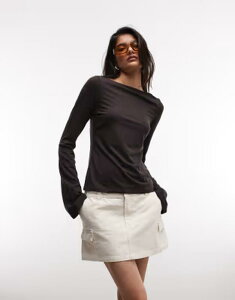 �����L ���f�B�[�X �{�g���X�J�[�g �~�j �R�b�g�� Monki cotton cargo mini skirt with pockets Off white �I�t�z���C�g