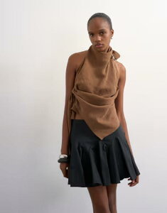 �g�b�v�V���b�v ���f�B�[�X �{�g���X�J�[�g �~�j Topshop curved godet hemini skirt Black �u���b�N